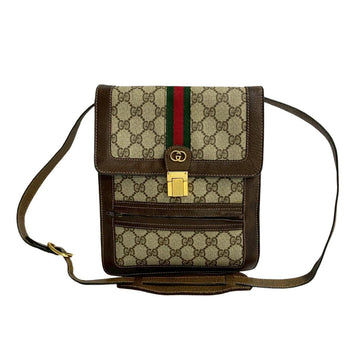 Gucci Old Gucci Sherry Line Gg Logo Hardware Leather Shoulder Bag Pochette Brown 47880