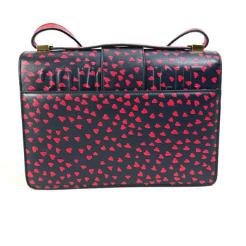 Christian Christian Dior Heart Logo Crossbody Shoulder Bag Black Red