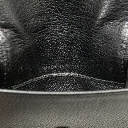 Chanel Camellia Coco Mark Tri-Fold Wallet Compact Black Lambskin
