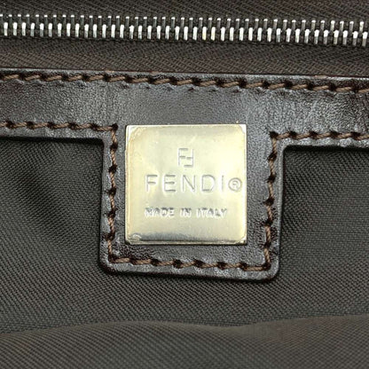 Fendi Tote Bag Shoulder Zucca Nylon Canvas Leather Brown