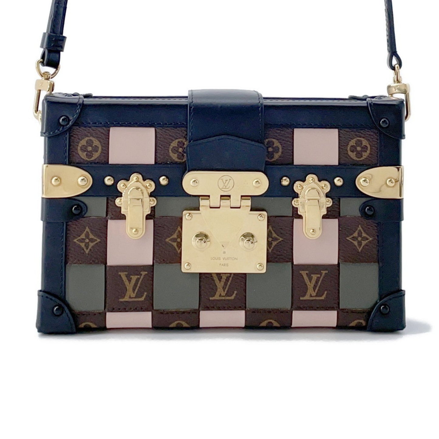 Louis Vuitton Monogram Petite Malle Shoulder Bag M45534 2-Way Clutch Black