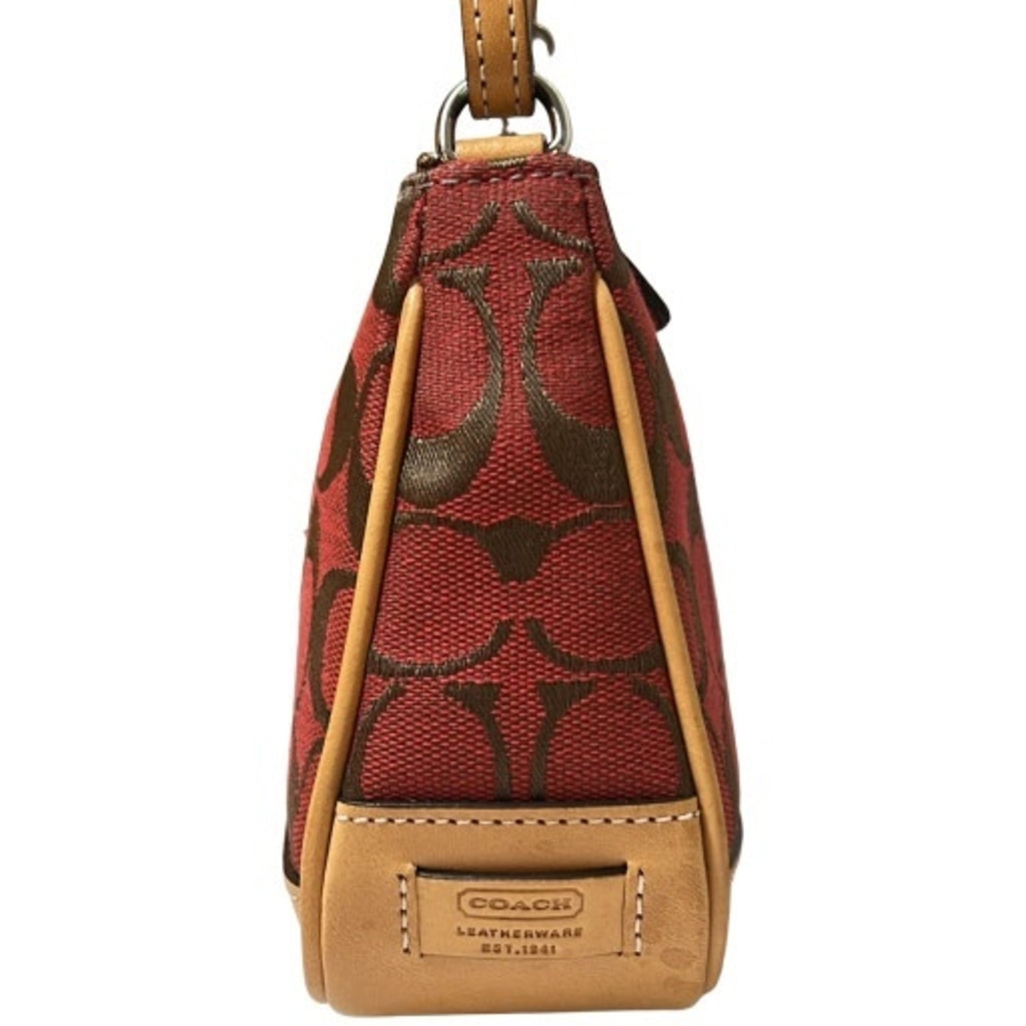 Coach Signature Mini Pouch Shoulder Bag 6094 In Red Leather