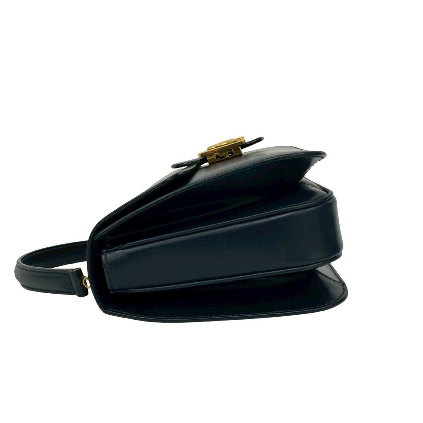 Celine Circle Logo Carriage Calf Leather Handbag/Mini Tote Bag Navy D97-2