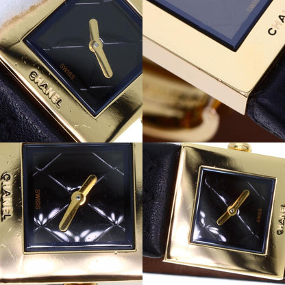Chanel H0111 Matelasse Watch 18K Yellow Gold Leather