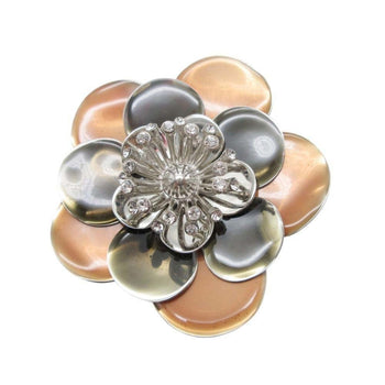Miu Miu Miumiu 2Aff Cristal Flower Crystal Flower Brooch Corsage Accessory Brass Coral Silver