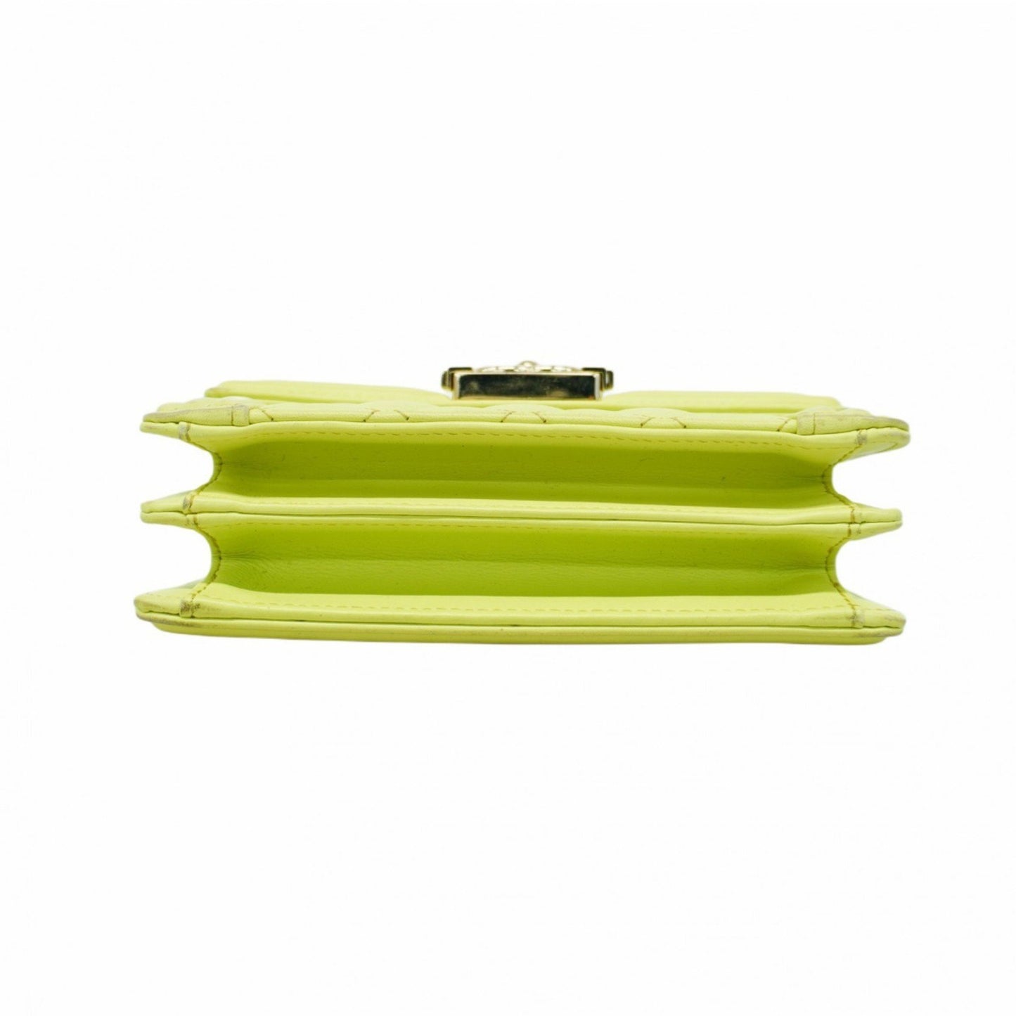 Chanel Shoulder Bag Boy Chain Lambskin Green Champagne