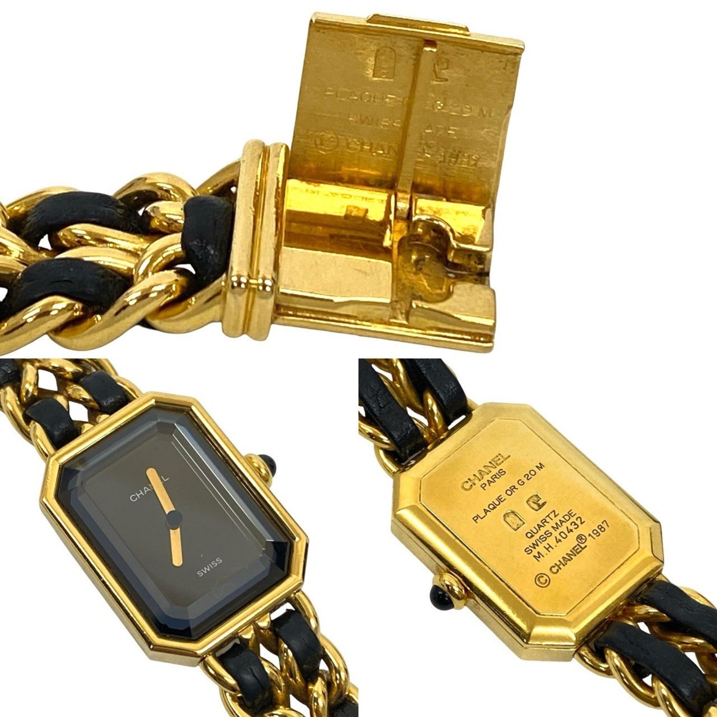 Chanel Premiere M-Size Quartz Stainless Steel Leather Wristwatch In Gold