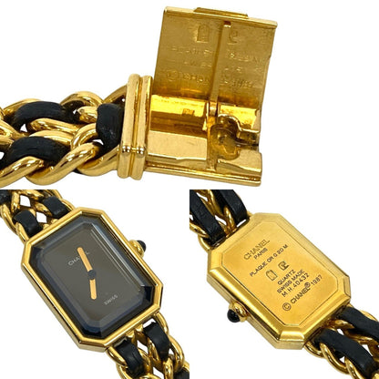 Chanel Premiere M-Size Quartz Stainless Steel Leather Wristwatch In Gold