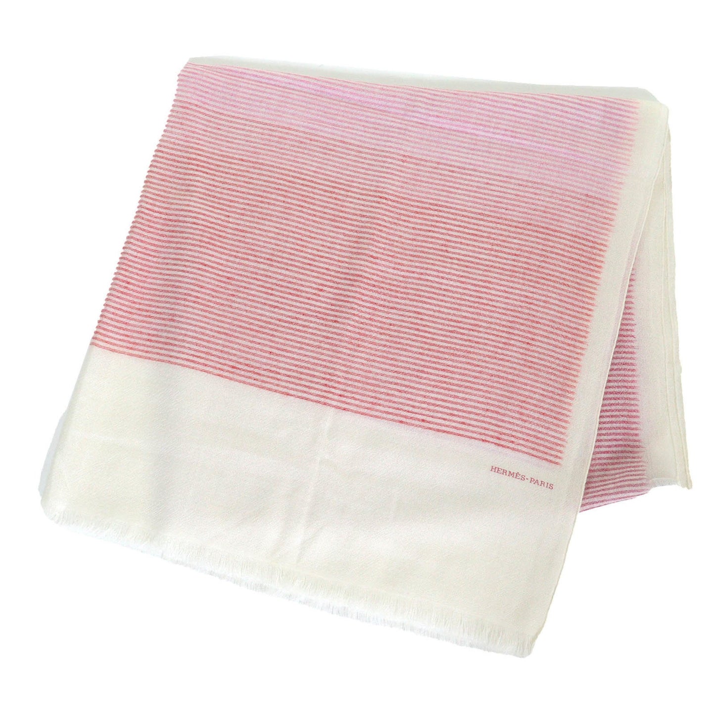 Hermes 100% Cashmere Multi-Stripe Mini Fringe Large Shawl/Stole In Multicolor