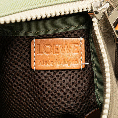 Loewe Anagram Eye Nature Shoulder Bag Khaki Green Canvas Leather