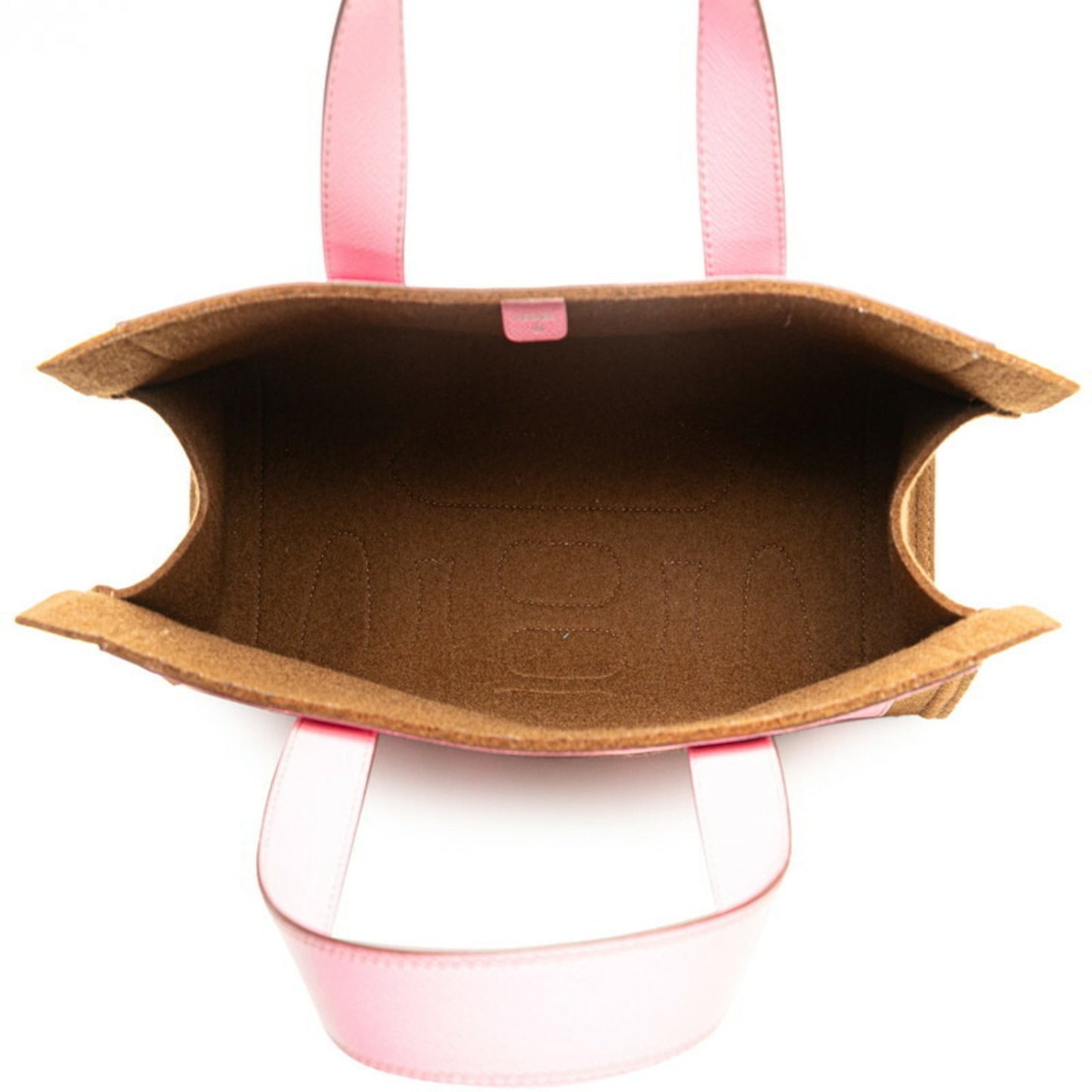 Hermes Petit H Tote Pm Bag Handbag Pink Brown Felt Epsom Leather