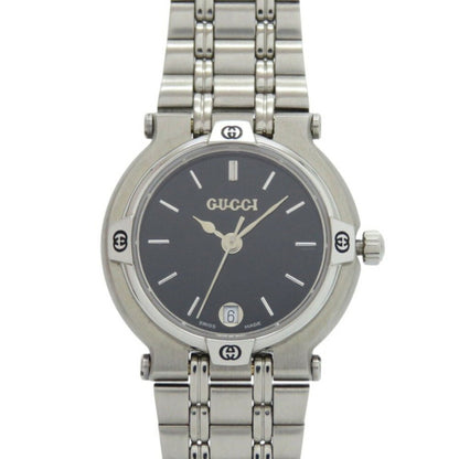 Like New Gucci 9100L Stainless Steel Black And Silver Quartz Watch With Dial