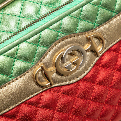 Gucci Laminated Quilted Clutch Bag/Second Bag 540985 Red Green Gold Leather