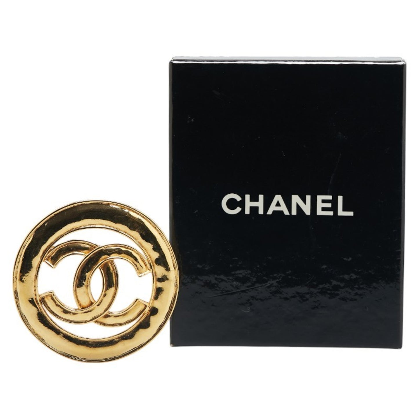 Chanel Coco Mark Round Circle Brooch Gold Plated