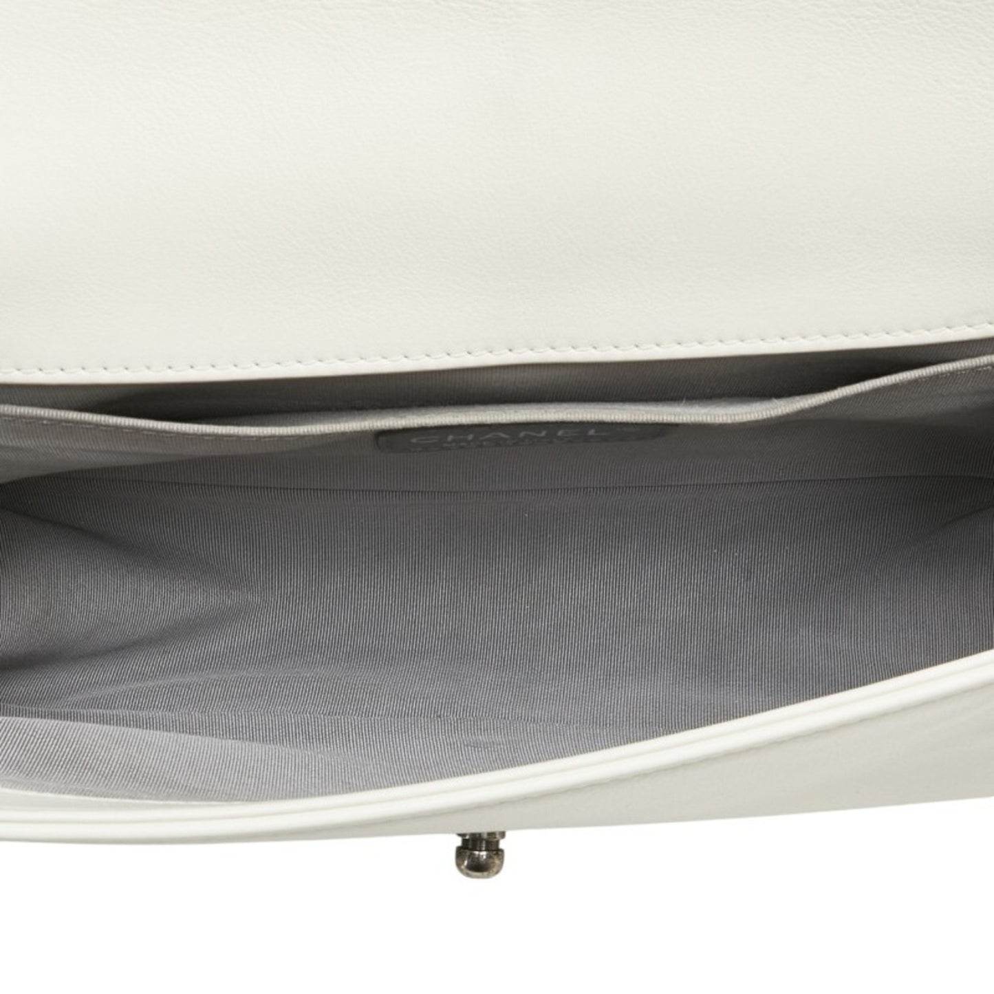 Chanel Matelasse Boy Chanel Coco Mark Chain Shoulder Bag White Leather