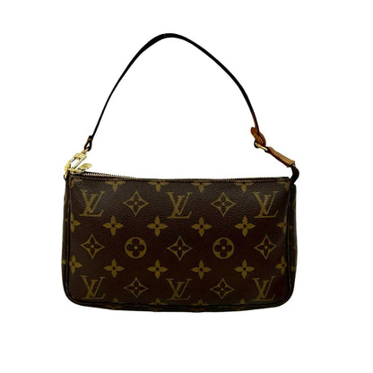 Louis Vuitton Pochette Accessoires Monogram Leather Mini Handbag Pouch Brown 53615
