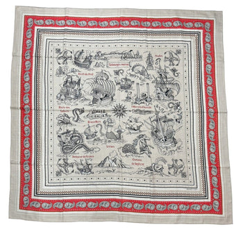 Hermes Hermes Carre Geant Sailor Tattoo Bandana Natural Rouge Noir Red Black Cashmere Silk 140
