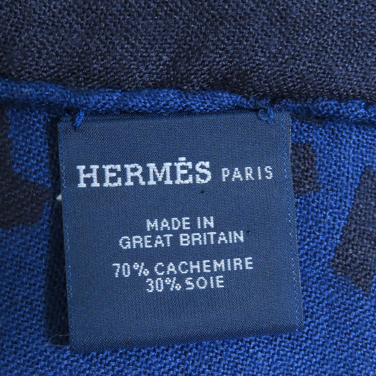 Hermes Cashmere And Silk Blend H Logo All-Over Print Mini Fringe Stole/Scarf/Shawl In Navy Black