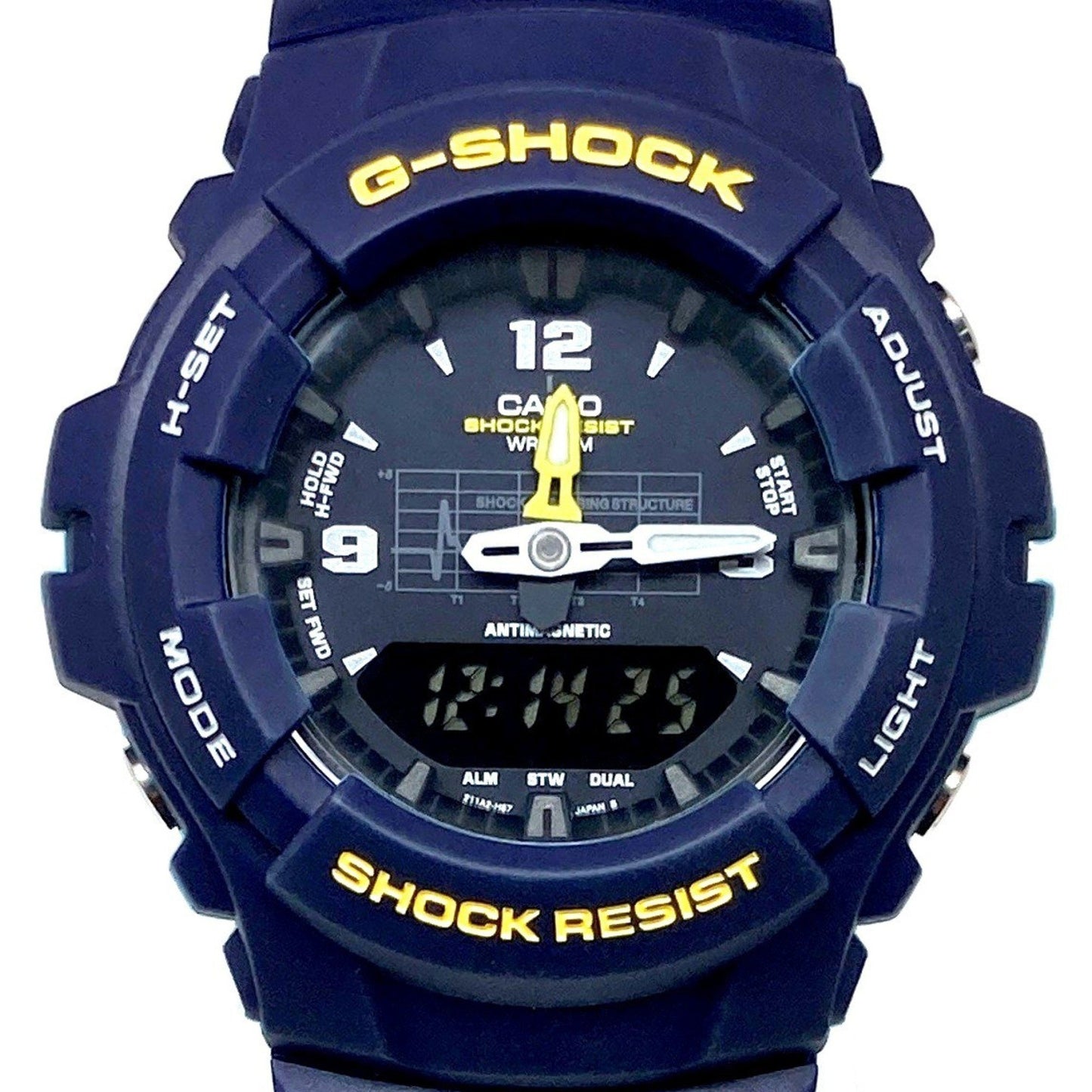 G-Shock Casio G-100-2Bm Navy Blue Watch With Shock Absorbing Curve