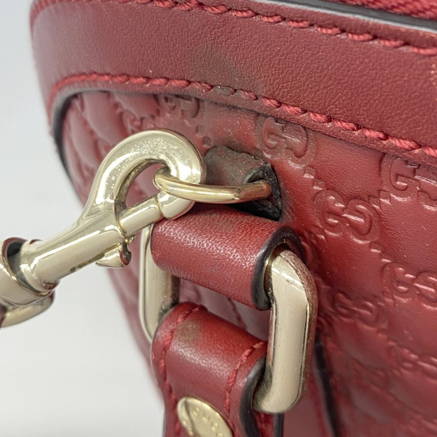 Gucci Micro Guccissima Handbag 449654 Leather Red Champagne