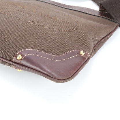 Prada Logo Jacquard Leather Shoulder Bag