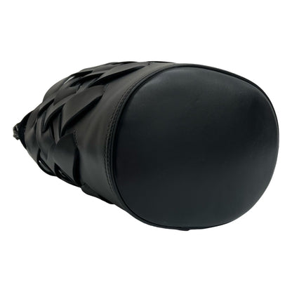 Prada Prada Logo Embossed Mesh Leather Semi-Shoulder Bag/One-Shoulder Bag Handbag Black E40-5