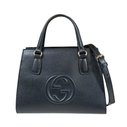 Gucci Interlocking G Soho Shoulder Bag Leather 607722 Black