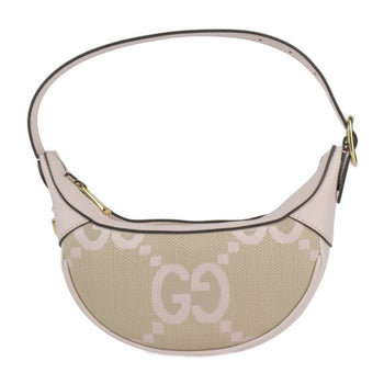 Gucci Gg Jumbo Handbag 658551 Canvas Leather Beige Pink Shoulder Bag R2425123010097