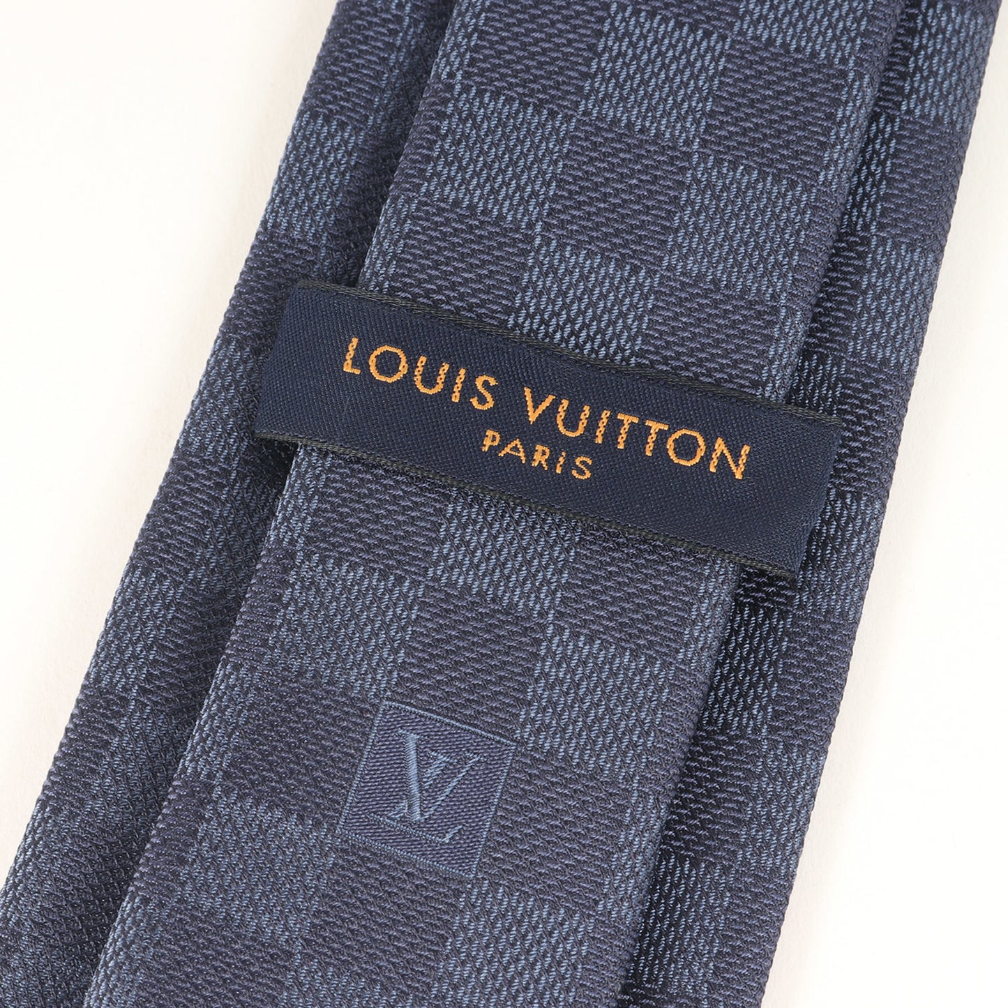 Louis Vuitton Damier Silk Cravate Tie Mr1221 Navy Blue