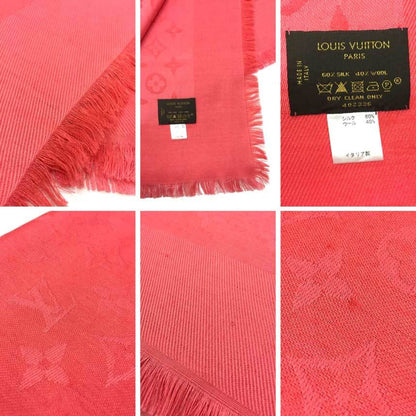 Louis Vuitton Louis Vuitton Shawl Monogram Stole Large Silk X Wool Raspberry Small Aq10459