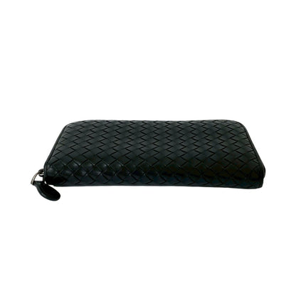 Bottega Veneta Intrecciato Round Zip Leather Long Wallet With Bill Compartment