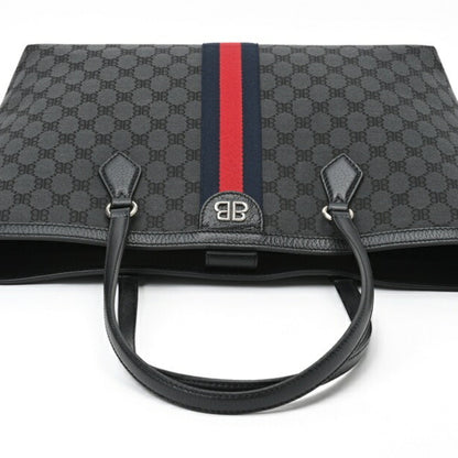 Balenciaga X Gucci Hacker Project Medium Tote Bag 680125 Canvas Leather Black S-156852