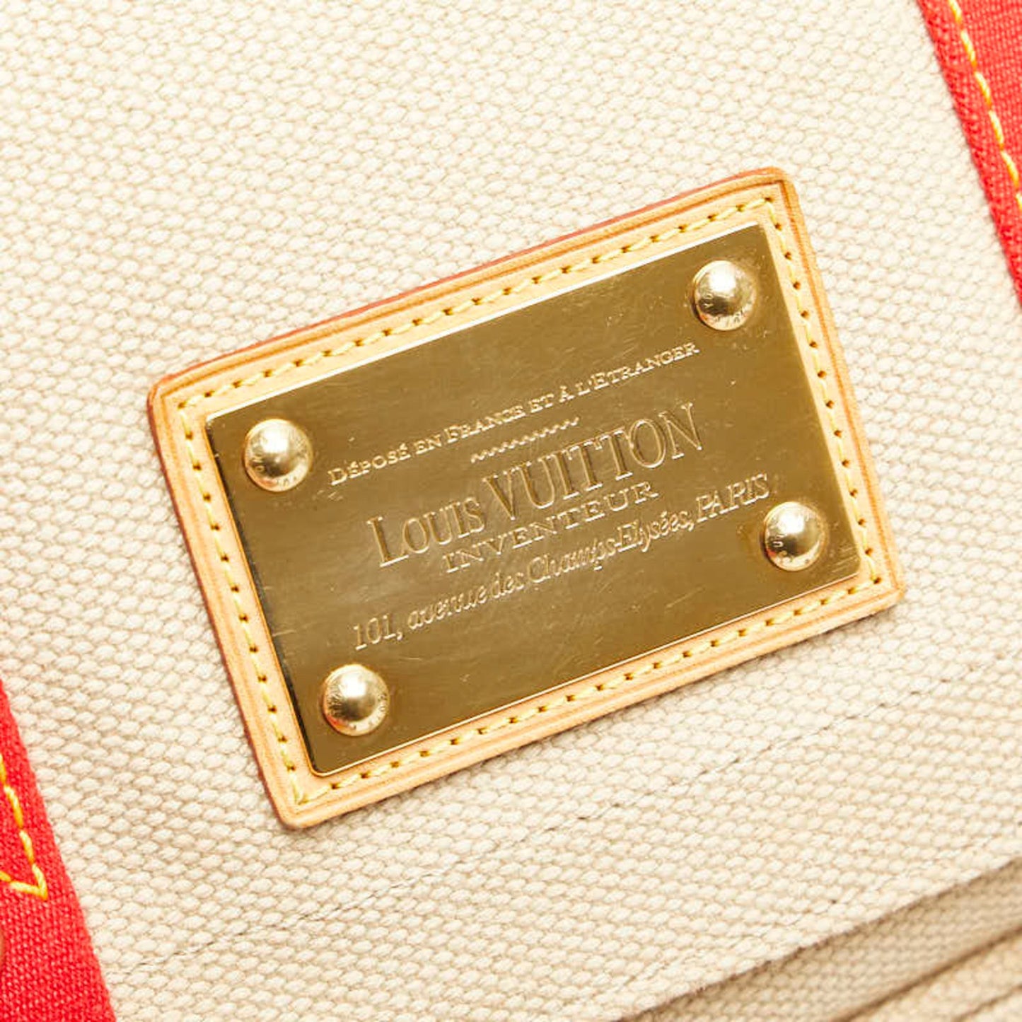 Louis Vuitton Antigua Buzas Pm Shoulder Bag M40041 Beige Red Canvas Leather