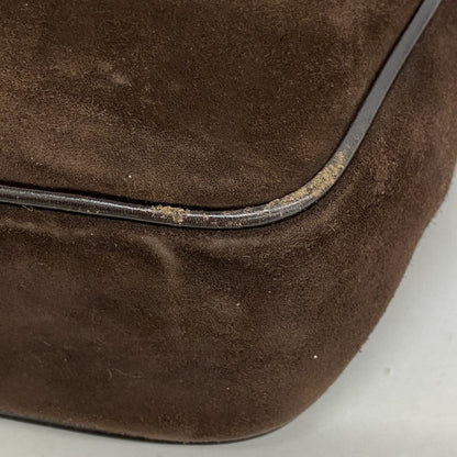Salvatore Ferragamo Gancini Shoulder Bag In Brown Suede