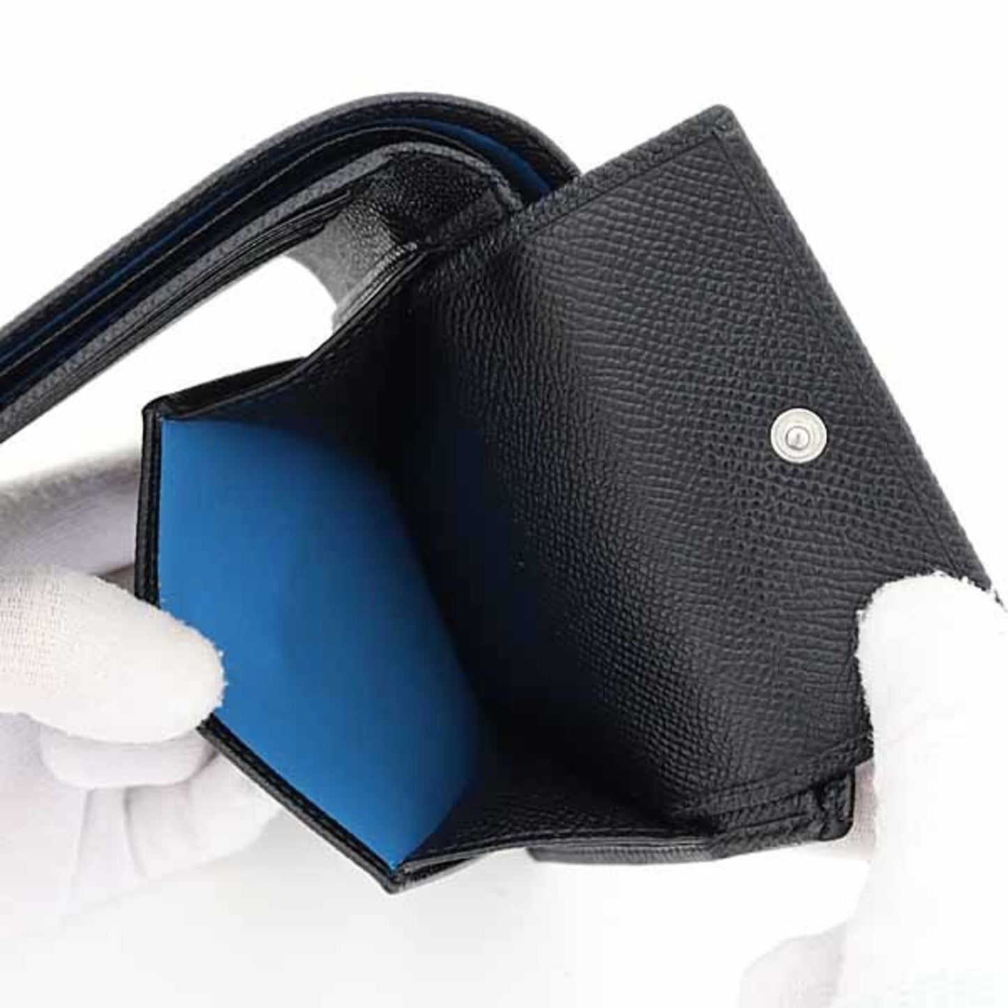 Bvlgari Man Bifold Wallet Grained Leather 30396 Black Blue