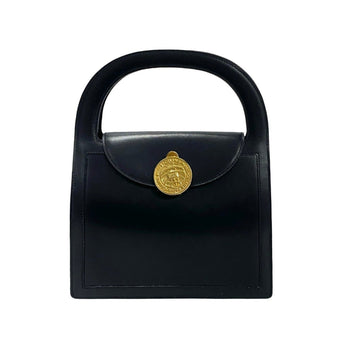 Celine Vintage Globe Logo Metal Hardware Leather Handbag Mini Tote Bag Black 30428