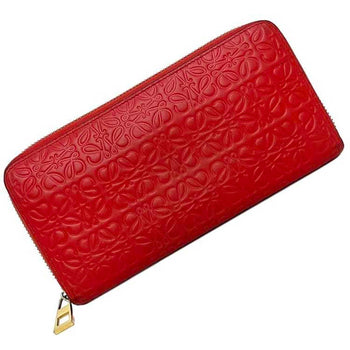 Loewe Round Long Wallet Red Gold Repeat Anagram 107N55.F13 Leather Gp Loewe Embossed