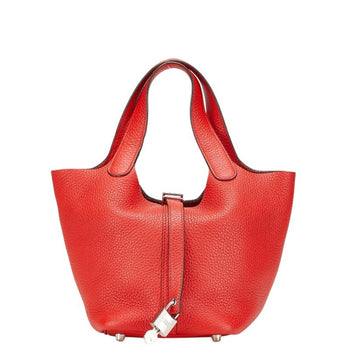 Hermes Herms Picotin Lock Pm Handbag In Rouge Cazac Red Taurillon Clemence Leather
