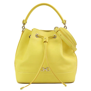 Salvatore Ferragamo Handbag Shoulder Bag Gancini Leather Yellow Gold