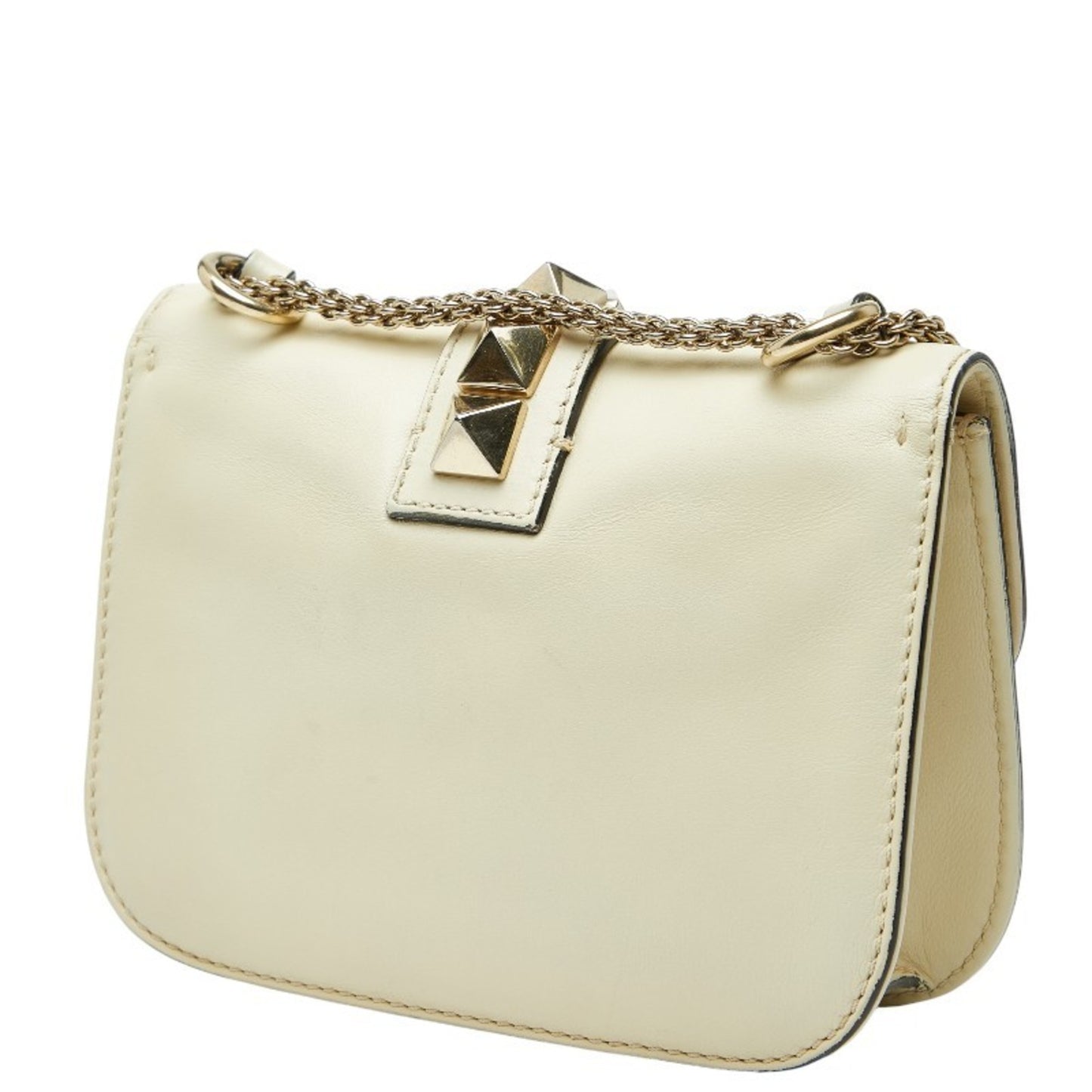 Valentino Studded Chain Shoulder Bag In White