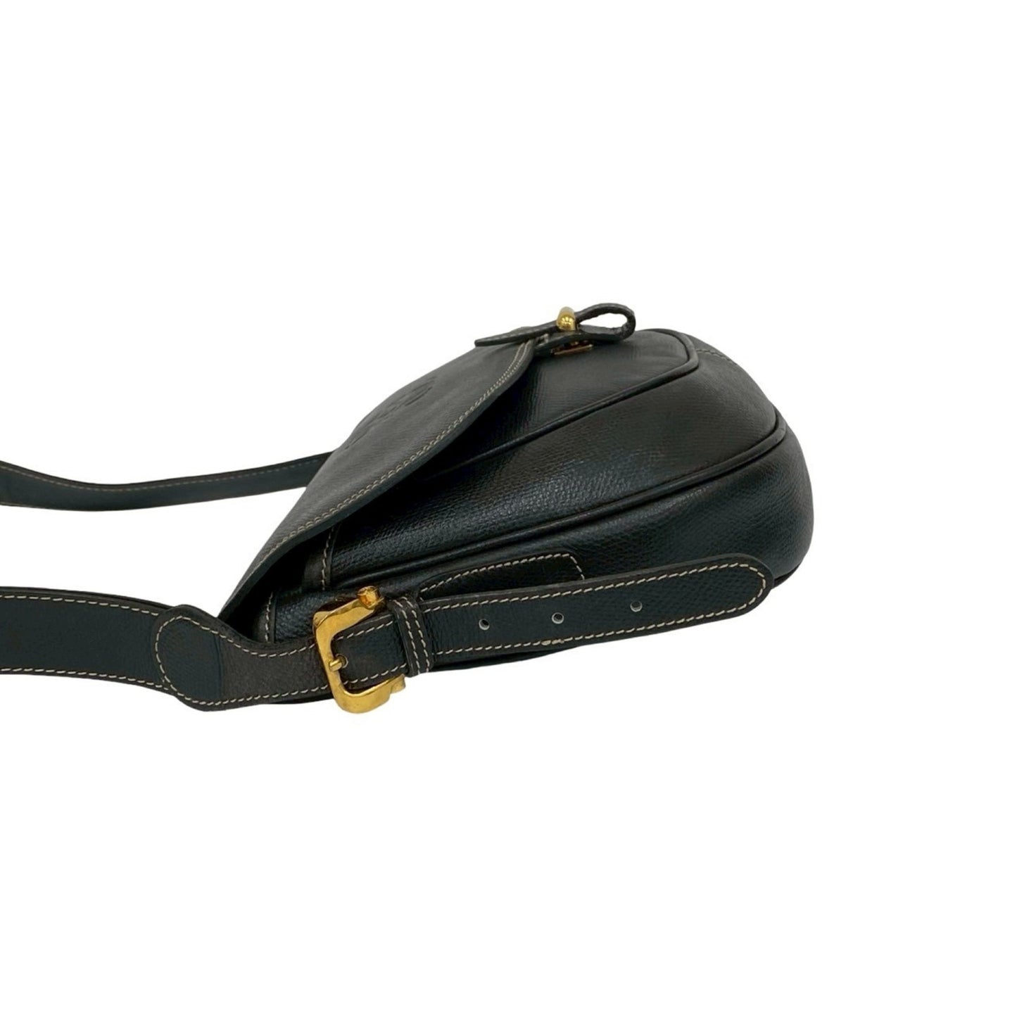 Loewe Vintage Anagram Logo Leather Mini Shoulder Bag/Pochette/Sacoche In Black 21916