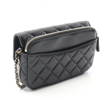 Chanel Matelasse Chain Phone Case Wallet Shoulder Bag In Lambskin Leather