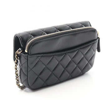 Chanel Matelasse Chain Phone Case Wallet Shoulder Bag In Lambskin Leather