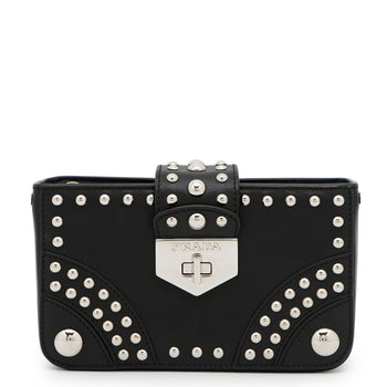 Prada Studded Leather Pouch Bag 1N1843 Prada Black