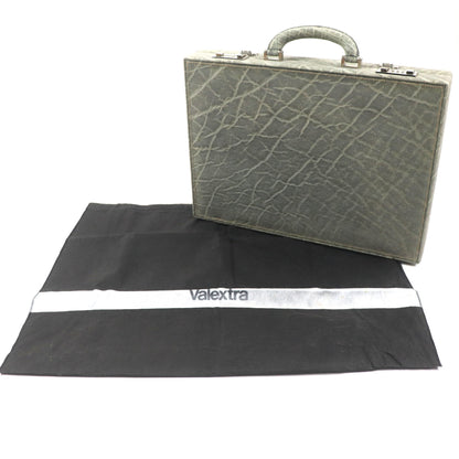 Valextra Vintage Rare Dial Lock Attache Case In Gray Elephant Leather With Dust Bag