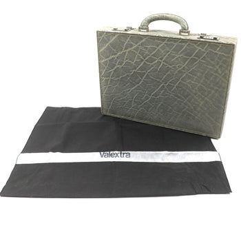 Valextra Vintage Rare Dial Lock Attache Case In Gray Elephant Leather With Dust Bag