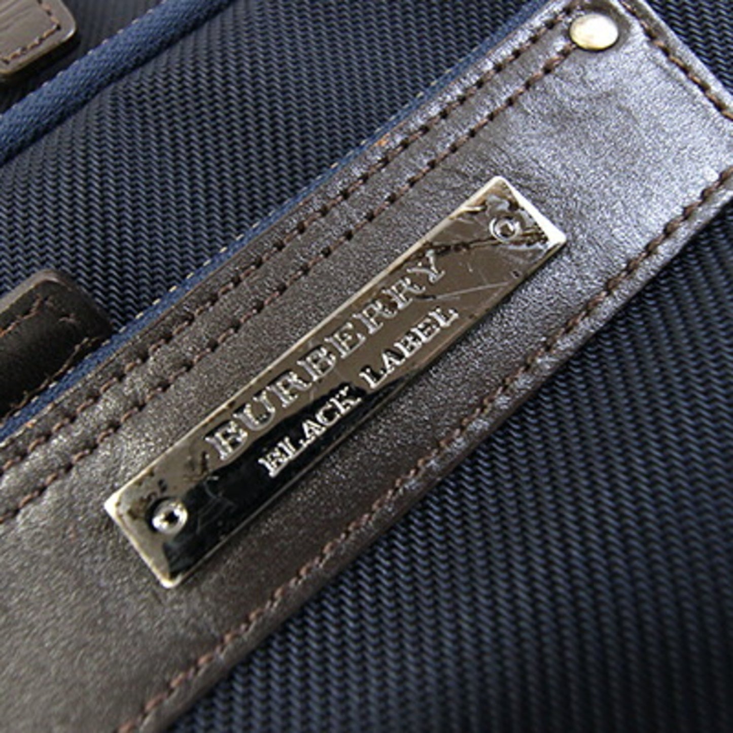 Burberry Body Bag Navy Dark Brown Nylon Canvas Leather Crossbody