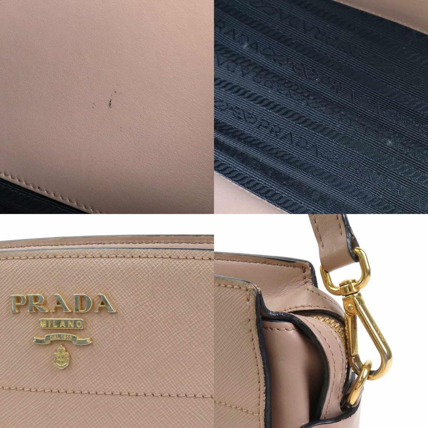 Prada Shoulder Bag Leather Pink Beige