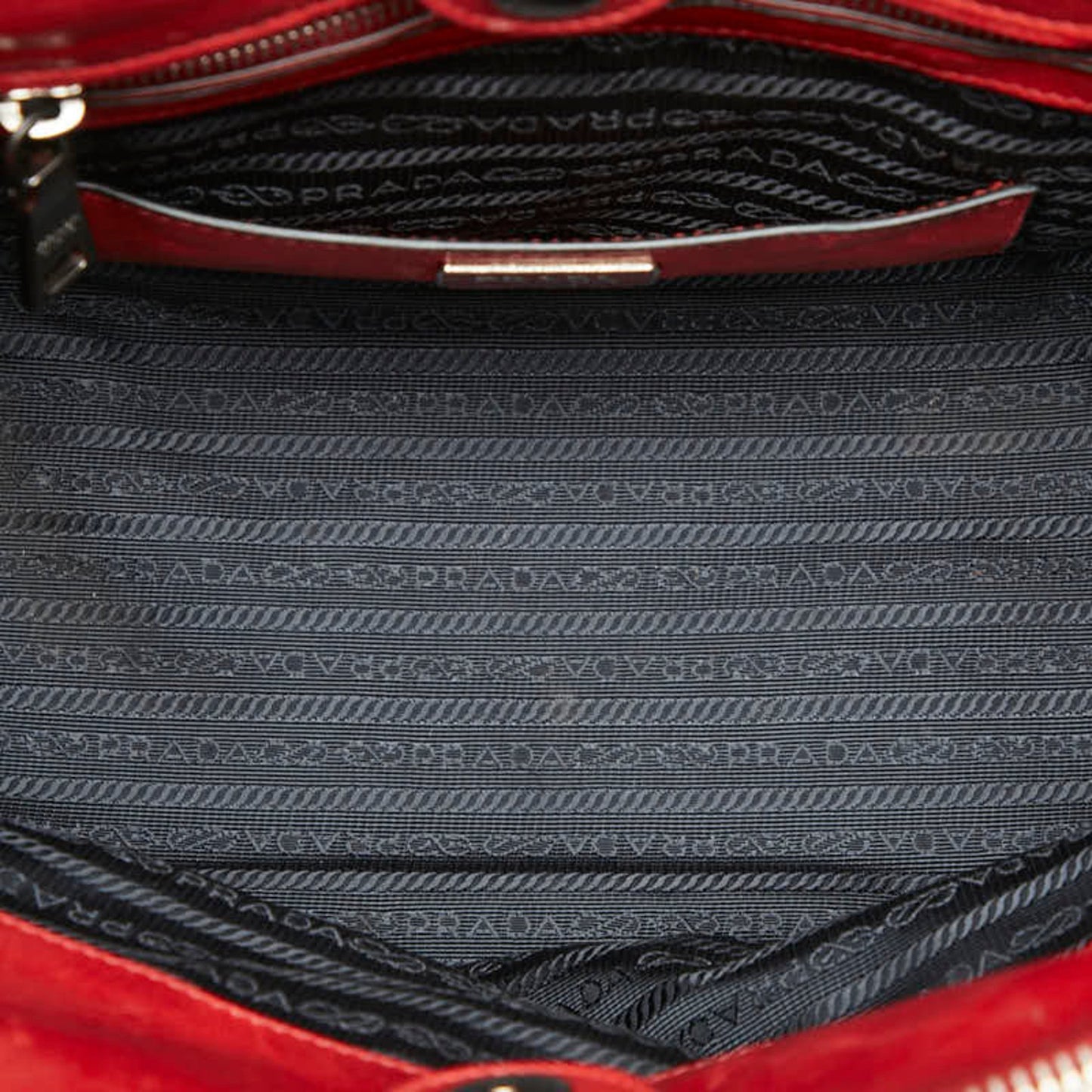 Prada Triangle Logo Plate Shoulder Bag/Handbag 2-Way Red Leather