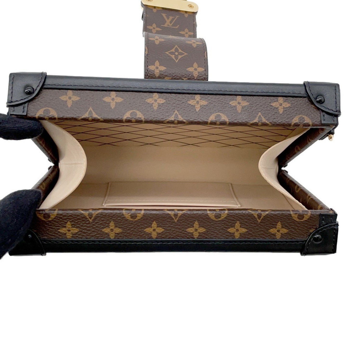 Louis Vuitton Monogram Petite Malle Shoulder Bag M45534 2-Way Clutch Black